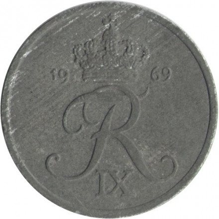 Дания 2 эре 1969 год - Король Фредерик IX