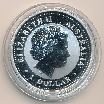 Австралия 1 доллар 2001 год - Год змеи. Восточный лунный календарь (с позолотой)