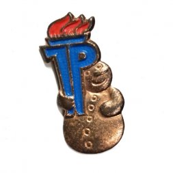 Значок Пионера ГДР. Спорт. Юный пионер Тельмановец. Снеговик. Тяжёлый (тип 1)