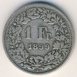 Швейцария 1 франк 1899 год