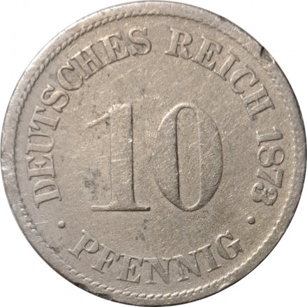 Германия 10 пфеннигов 1873 год (B)
