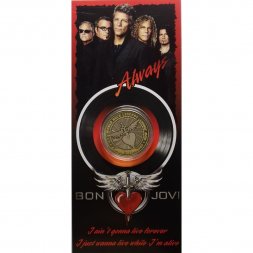 «Bon Jovi» - Гравированная цветная монета 10 рублей в буклете