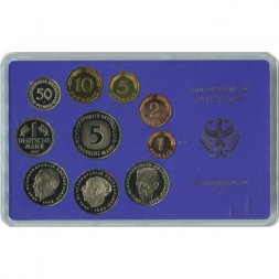 Набор из 10 монет ФРГ (Германия) 1987 год - proof, J (в банковской упаковке)