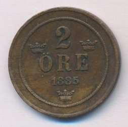 Швеция 2 эре 1885 год
