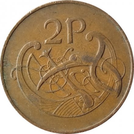 Ирландия 2 пенса 1976 год - Птица. Кельтская арфа