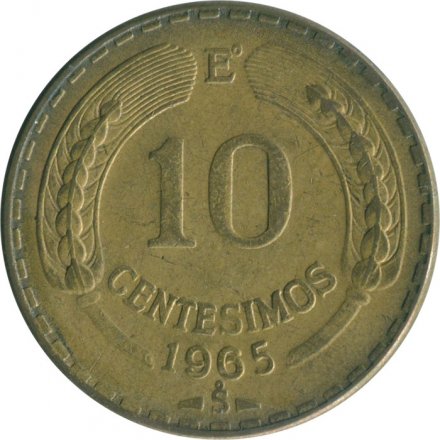 Чили 10 сентесимо 1965 год 