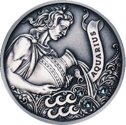 Беларусь 20 рублей 2013 год - Знаки зодиака - Водолей (с кристаллами Сваровски)