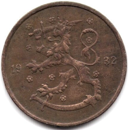 Финляндия 5 пенни 1932 год