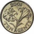 Бермудские острова 10 центов 2001 год