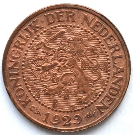 Нидерланды 2 1/2 цента 1929 год - Королева Вильгельмина