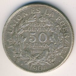 Боливия 50 сентаво 1904 год