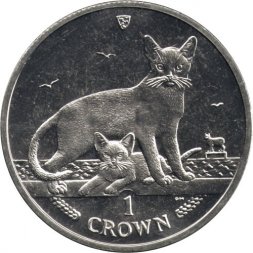 Остров Мэн 1 крона 2010 год - Абиссинская кошка (Медь-Никель)