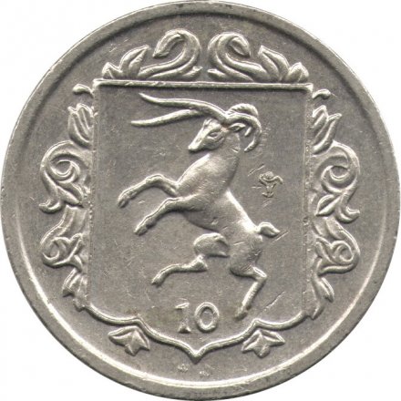 Остров Мэн 10 пенсов 1985 год (Отметка &quot;AA&quot; на реверсе)