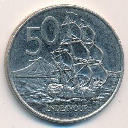 Новая Зеландия 50 центов 2001 год - Парусник «ENDEAVOUR»