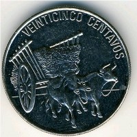 Монета Доминиканская республика 25 сентаво 1991 год - Повозка