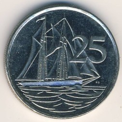 Монета Каймановы острова 25 центов 1999 год