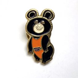 Значок Олимпийский мишка (оранжевый). XXll Олимпийские игры. Москва 1980