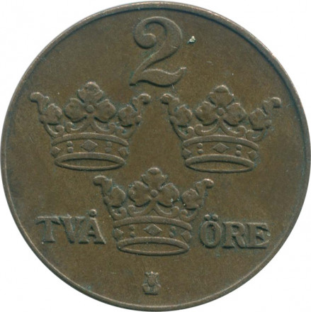 Швеция 2 эре 1938 год - Король Густав V