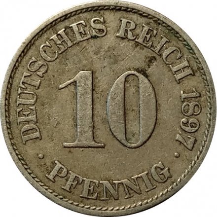 Германия 10 пфеннигов 1897 год (A)