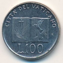 Ватикан 100 лир 1992 год