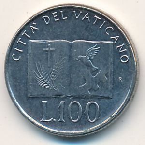 Ватикан 100 лир 1992 год