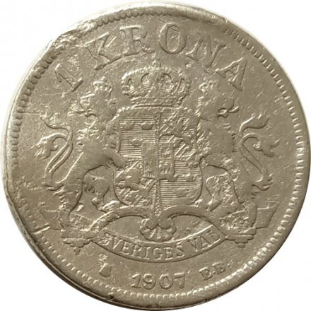 Швеция 1 крона 1907 год - F
