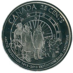 Канада 25 центов 2013 год - 100-летие Канадской арктической экспедиции