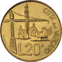 Ватикан 20 лир 1991 год