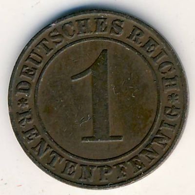 Веймарская республика 1 рентенпфенниг 1924 год (J)