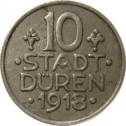 Нотгельд Германия 10 пфеннигов 1918 год - Ланд Дюрен