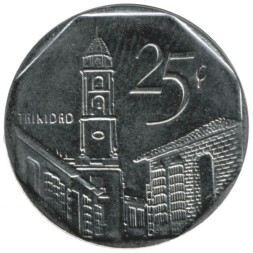 Монета Куба 25 сентаво 2008 год - Церковь Святого Франциска Ассизского в Тринидаде