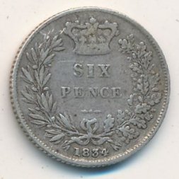 Великобритания 6 пенсов 1834 год