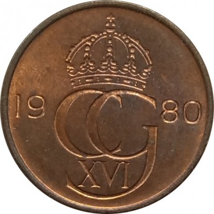 Швеция 5 эре 1980 год - Король Карл XVI Густав