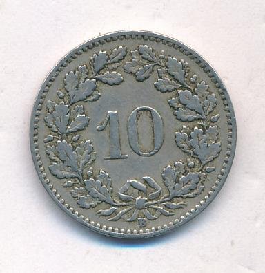 Швейцария 10 раппенов 1920 год