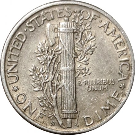 США 1 дайм (10 центов) 1944 год (S) - Меркурий