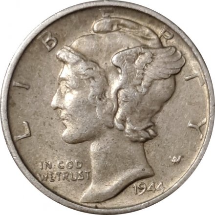 США 1 дайм (10 центов) 1944 год (S) - Меркурий