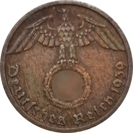 Третий Рейх 1 рейхспфенниг 1939 год (D)