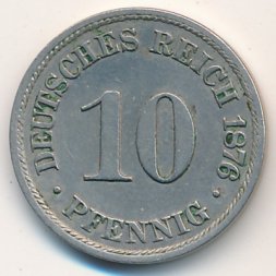 Германия 10 пфеннигов 1876 год (B)