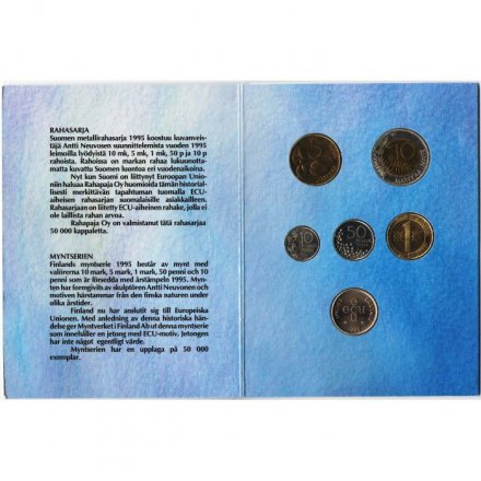 Набор из 5 монет и жетона Финляндия 1995 год (в буклете)