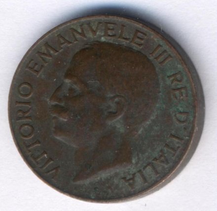 Италия 5 чентезимо 1936 год - Король Виктор Эммануил III (колос)
