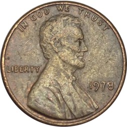 США 1 цент 1978 год - Авраам Линкольн (без отметки МД)