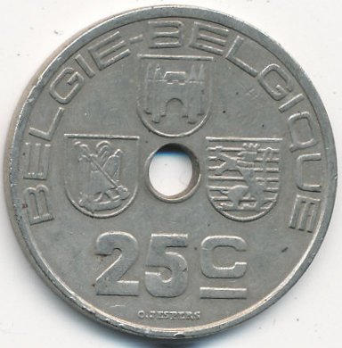 Бельгия 25 сантимов 1938 год BELGIE - BELGIQUE