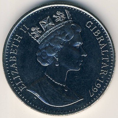 Гибралтар 1 крона 1997 год - Елизавета II и младенец