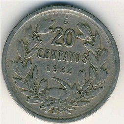 Чили 20 сентаво 1922 год