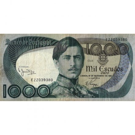 Португалия 1000 эскудо 1980 год - Дон Педро V - VF