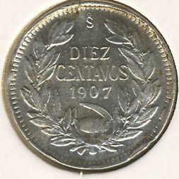 Чили 10 сентаво 1907 год