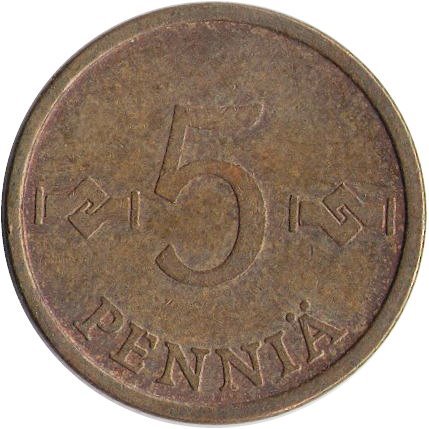 Финляндия 5 пенни 1972 год