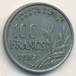 Франция 100 франков 1957 год (без отметки монетного двора)