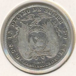 Эквадор 1/10 сукре 1889 год