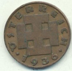 Австрия 2 гроша 1936 год